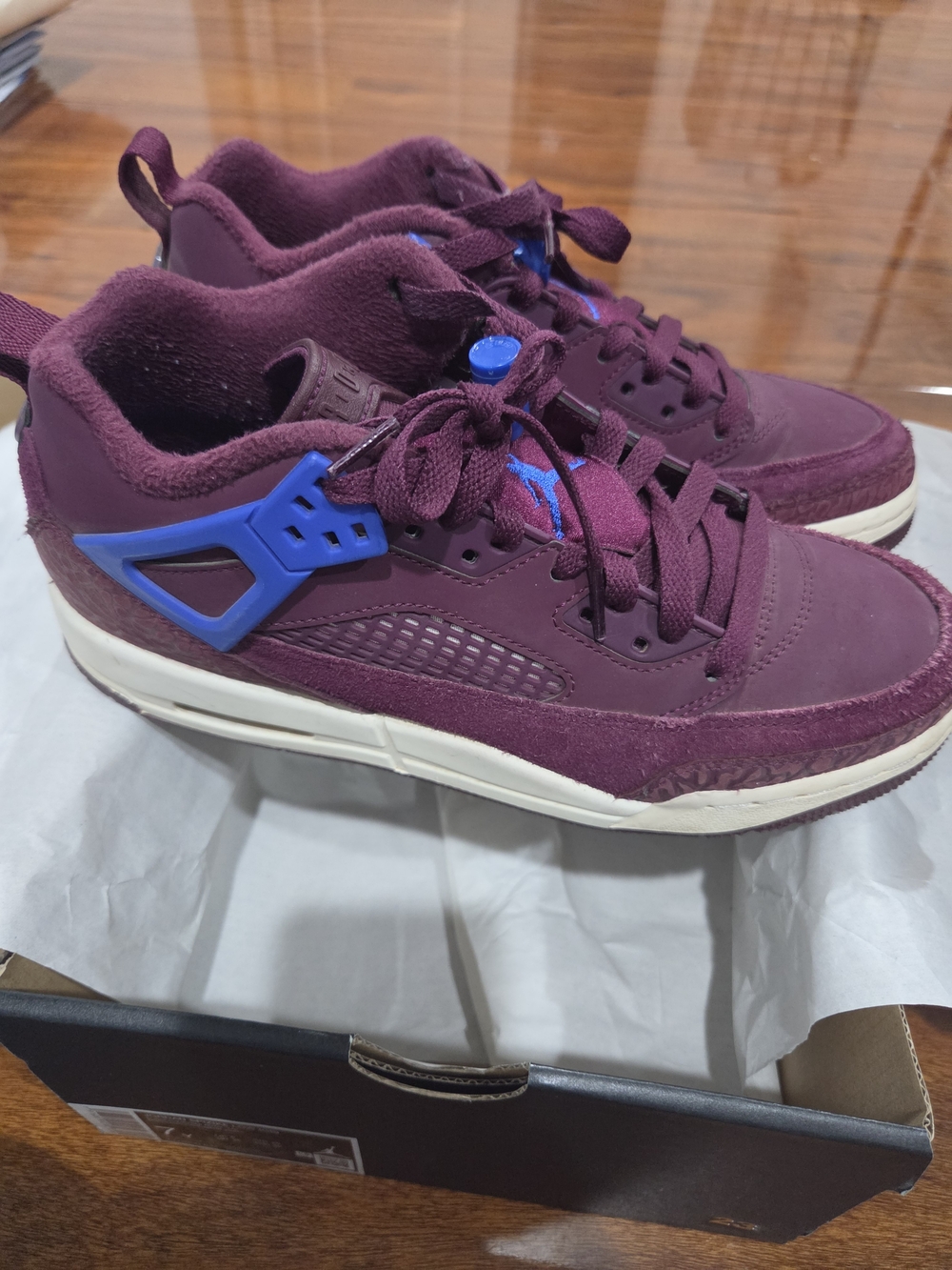 Jordan Kids Burgundy and Blue Low-Top Sneakers
